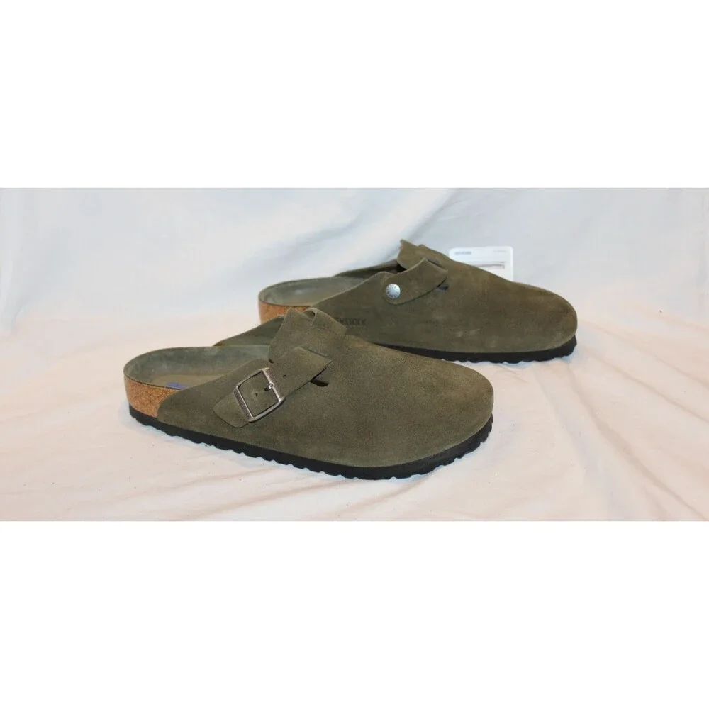 Birkenstock Men's Boston Suede Mule Clog Suede Sandals EU 42 US 9 Thyme Green
